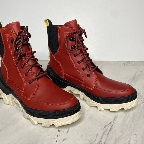 Sorel Brex Red Leather Lace Up Chunky Sole Boot 7 1/2 - Picture 10 of 15